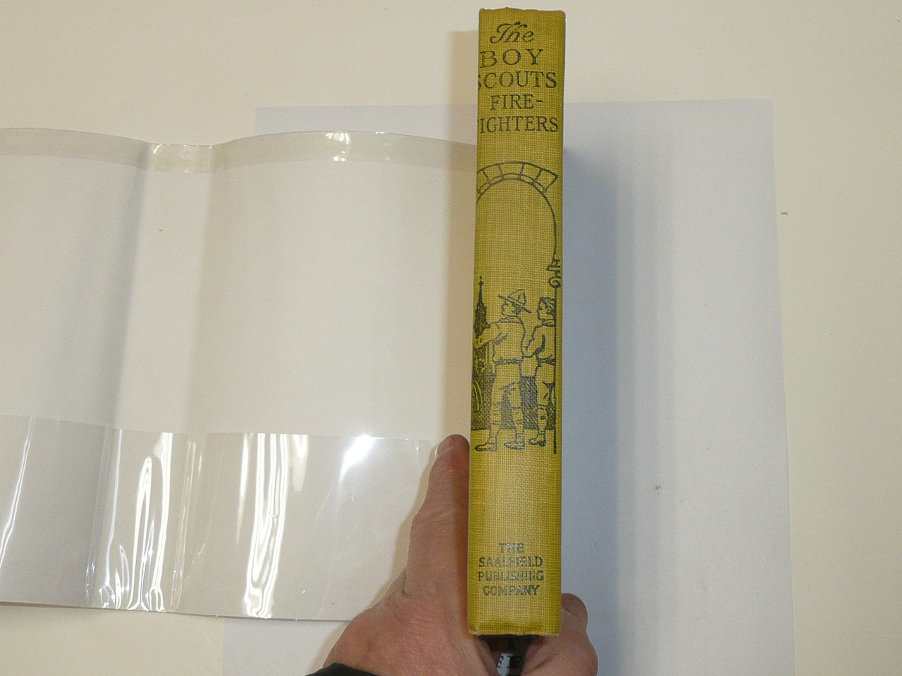 The Boy Scout Firefighters, by George Durston, 1921 First Edition, Hardbound with Dust Jacket, Boy Scout Story Book, green binding