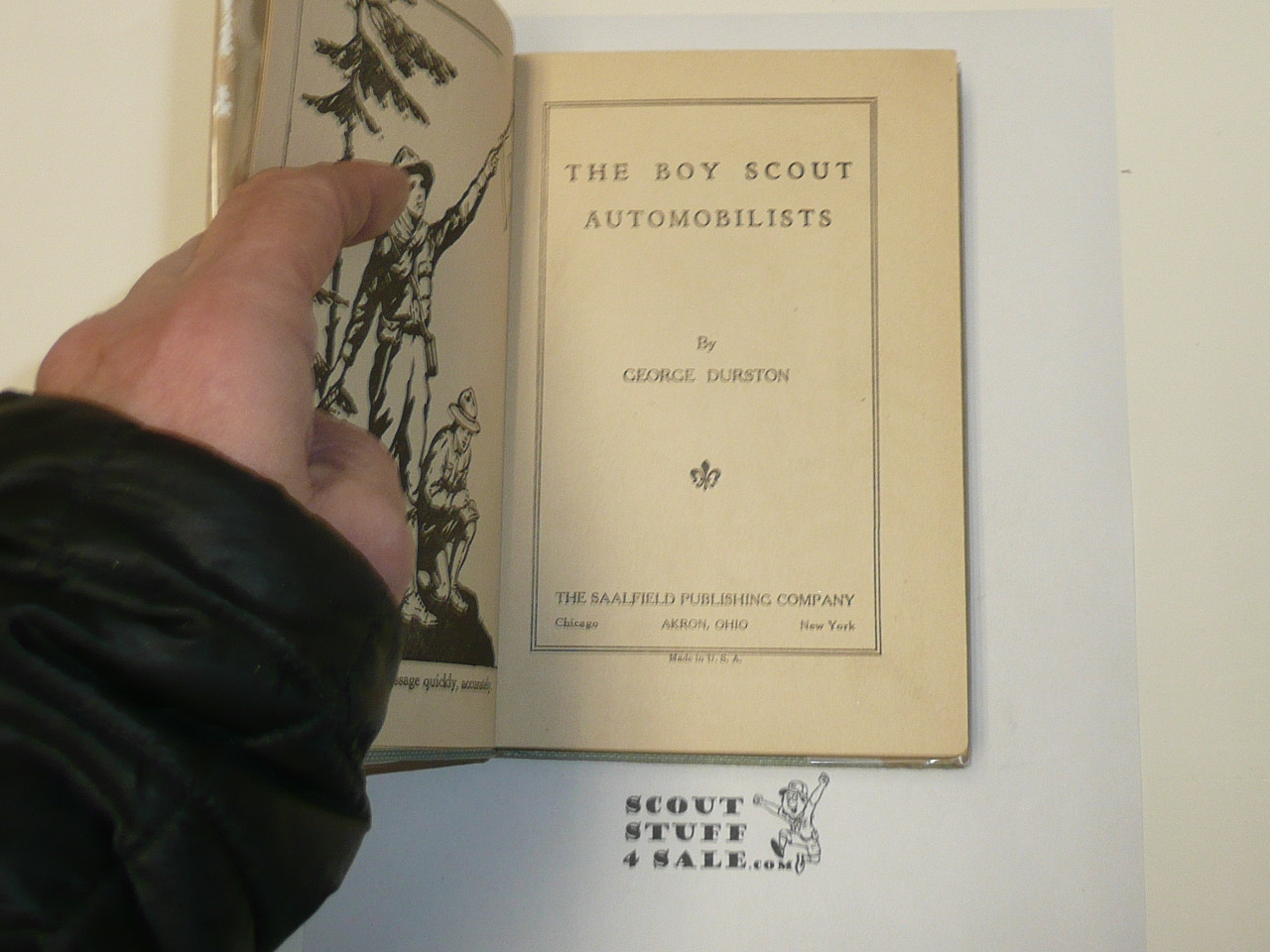 The Boy Scouts Automobilists, by George Durston, 1921 First Edition, Hardbound with Dust Jacket, Boy Scout Story Book, blue binding