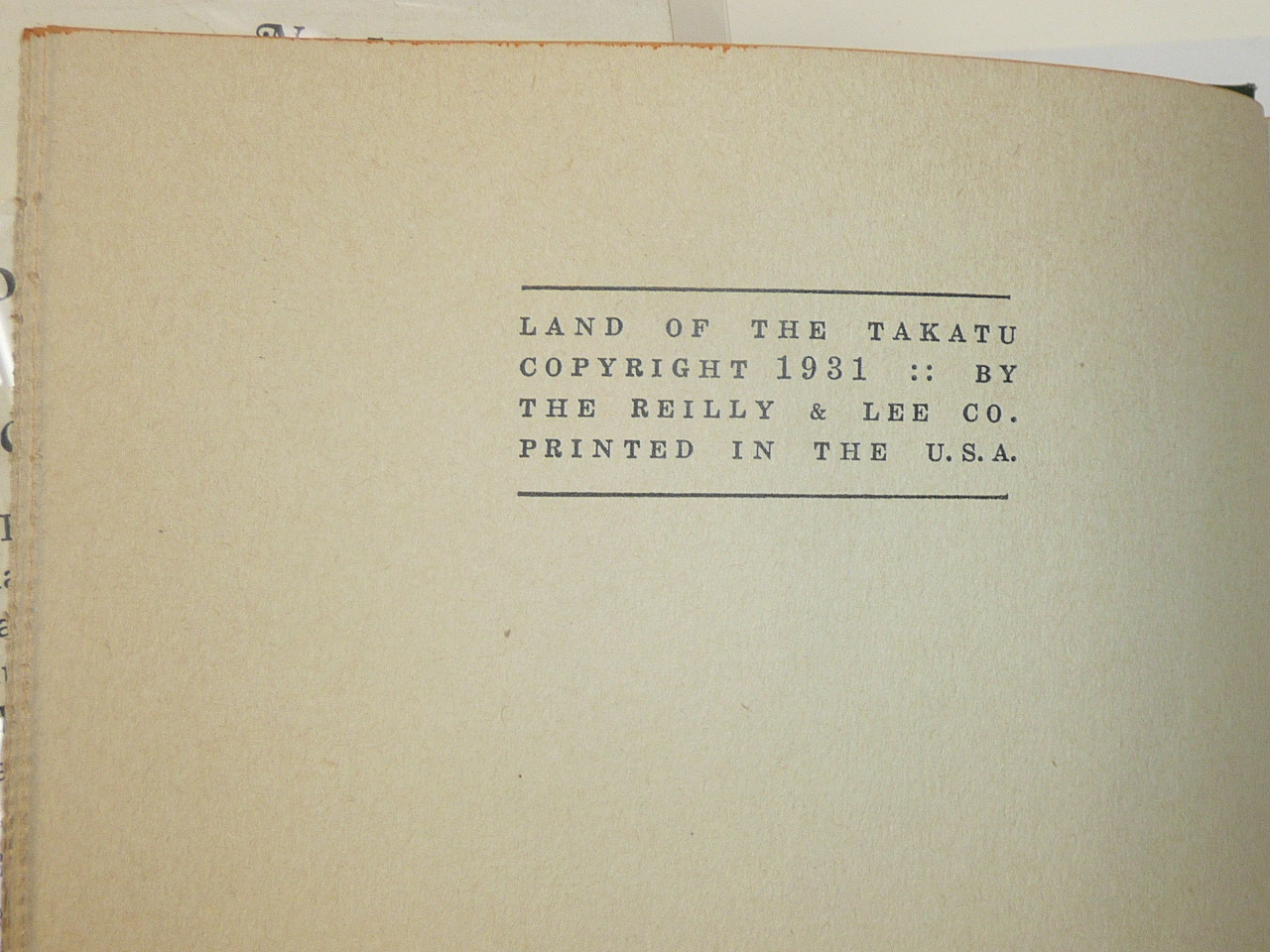 Land of the Takatu, by Bob Becker, 1931 First Edition, Hardbound with Dust Jacket