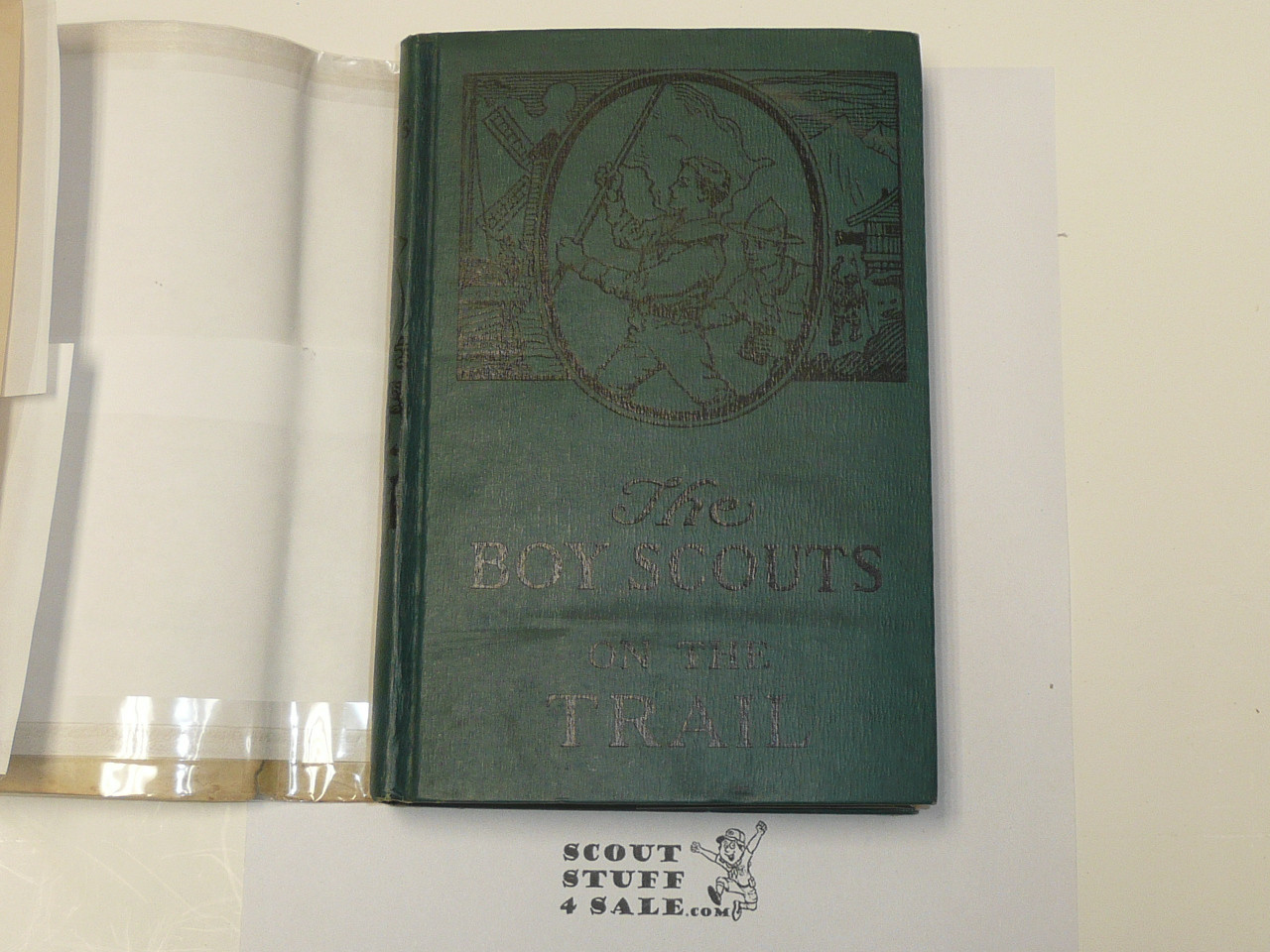 The Boy Scouts on the Trail, by George Durston, 1921 First Edition, Hardbound with Dust Jacket, Boy Scout Story Book, grn/blu binding