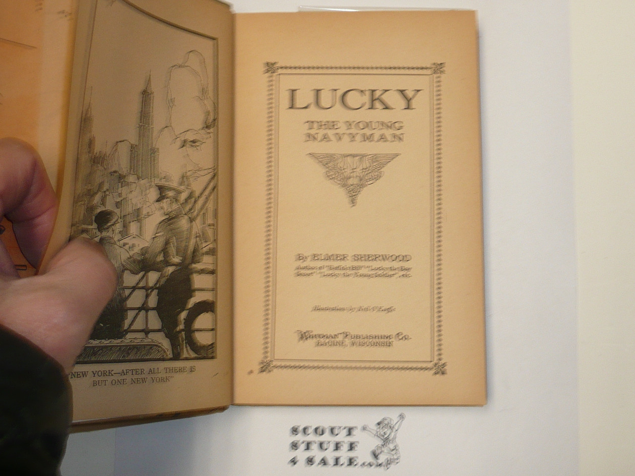 Lucky The Young Navyman, by Elmer Sherwood, 1917 First Edition, Hardbound with Dust Jacket, Boy Scout Story Book