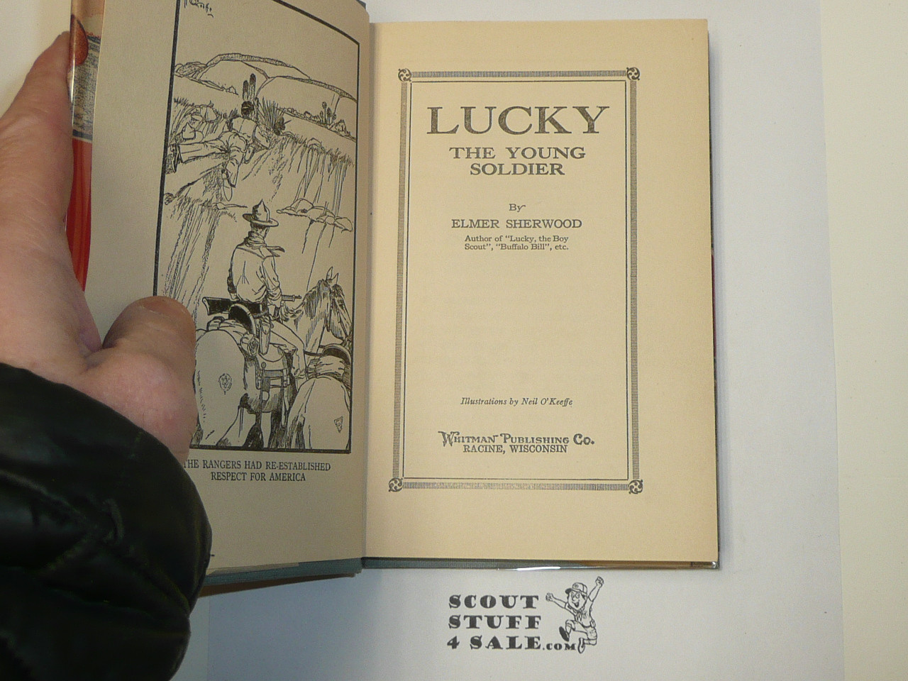 Lucky The Young Soldier, by Elmer Sherwood, 1917 First Edition, Hardbound with dust jacket, Boy Scout Story Book