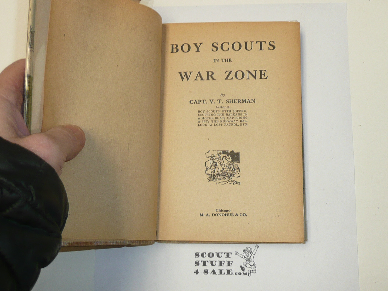 The War Zone or Boy Scouts of the North Sea, by V. T. Sherman, 1915 First Edition, Hardbound with dust jacket, Boy Scout Story Book