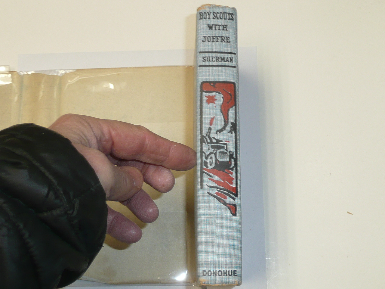 Boy Scouts With Joffre or In the Trenches in Belgium, by V. T. Sherman, 1912, Hardbound with dust jacket, Boy Scout Story Book, blue binding