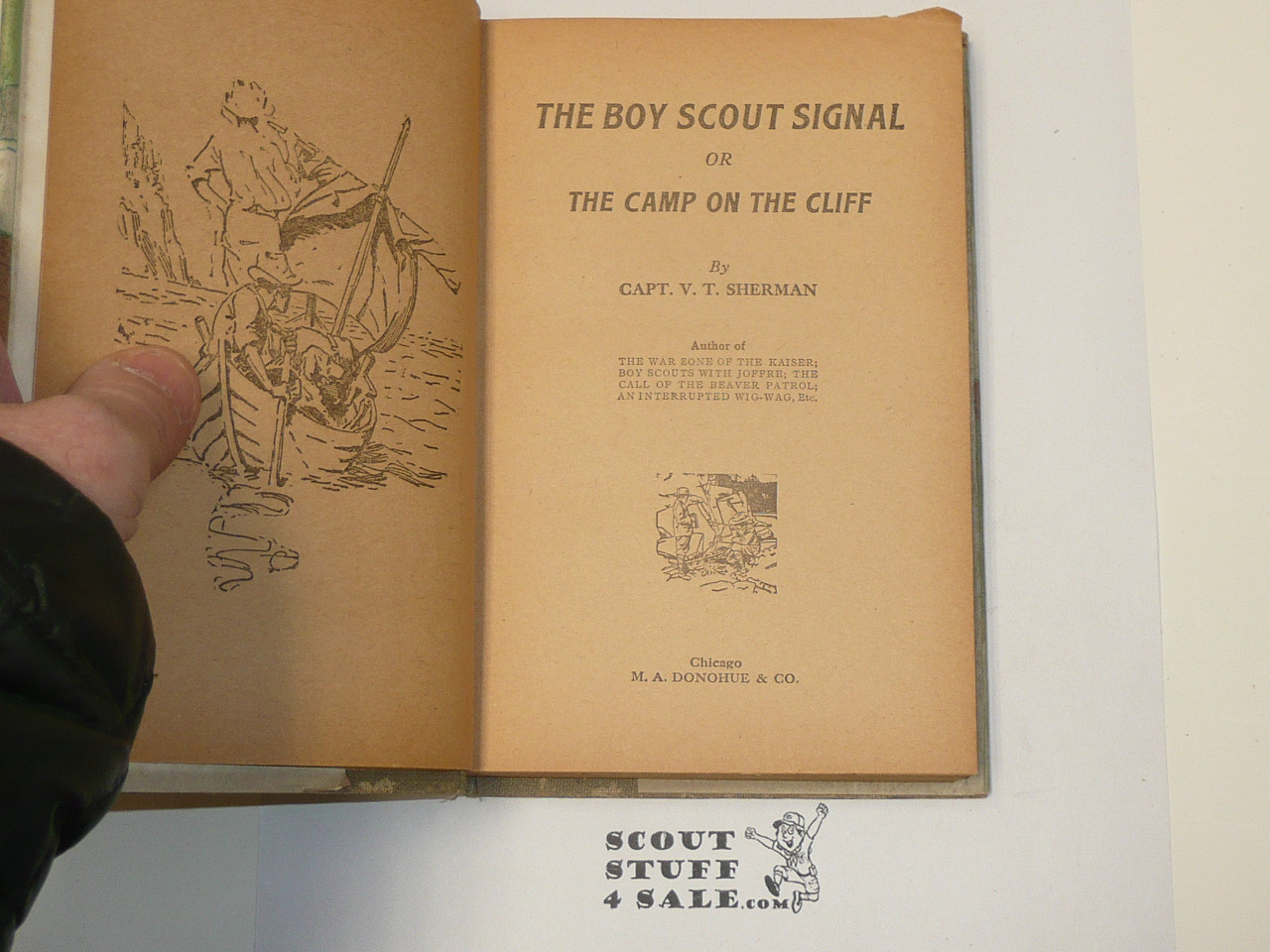 The Boy Scout Signal or The Camp on the Cliff, by V. T. Sherman, 1913 First Edition, Hardbound with dust jacket, Boy Scout Story Book
