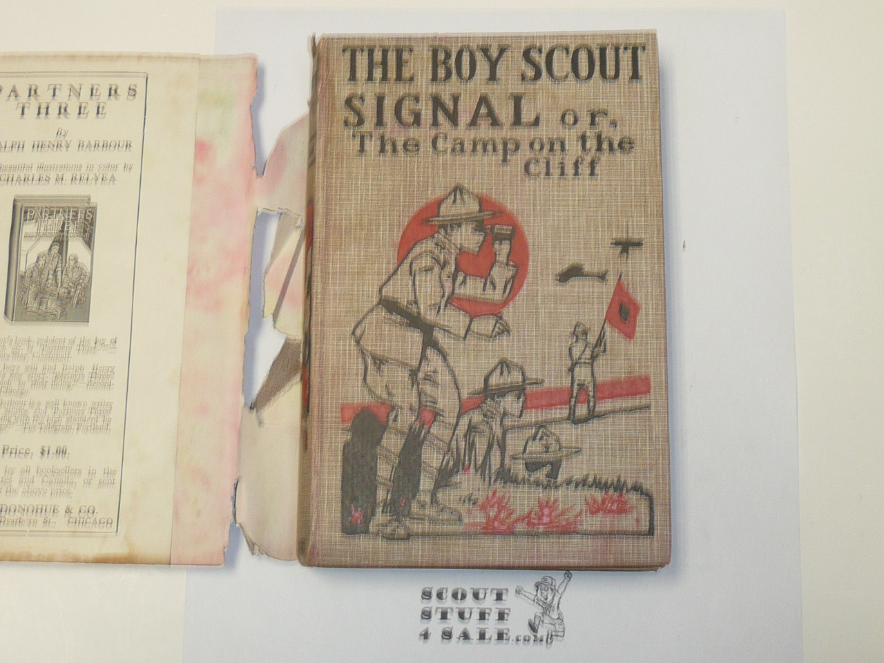 The Boy Scout Signal or The Camp on the Cliff, by V. T. Sherman, 1913 First Edition, Hardbound with dust jacket, Boy Scout Story Book, fragile jacket