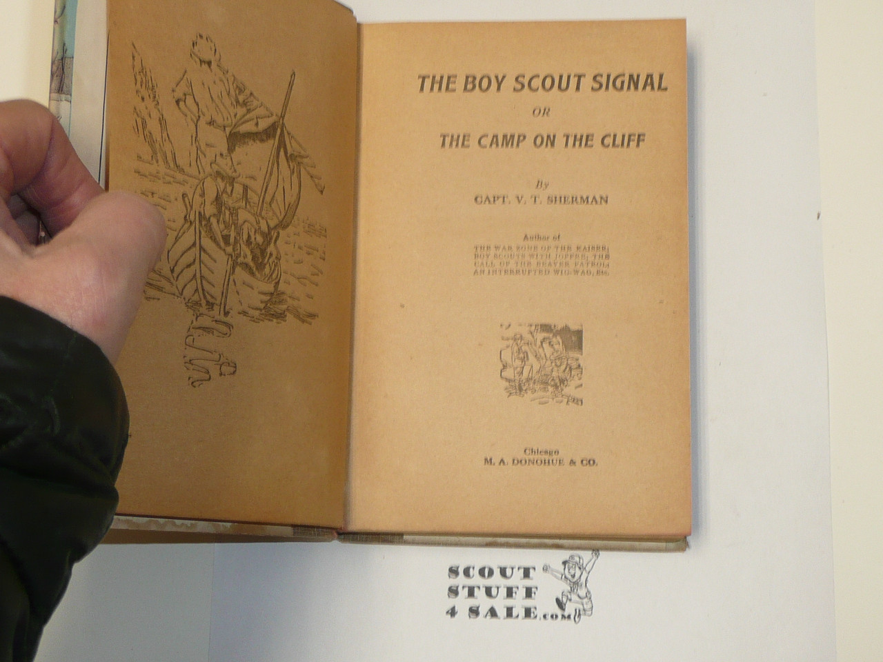The Boy Scout Signal or The Camp on the Cliff, by V. T. Sherman, 1913 First Edition, Hardbound with dust jacket, Boy Scout Story Book, fragile jacket