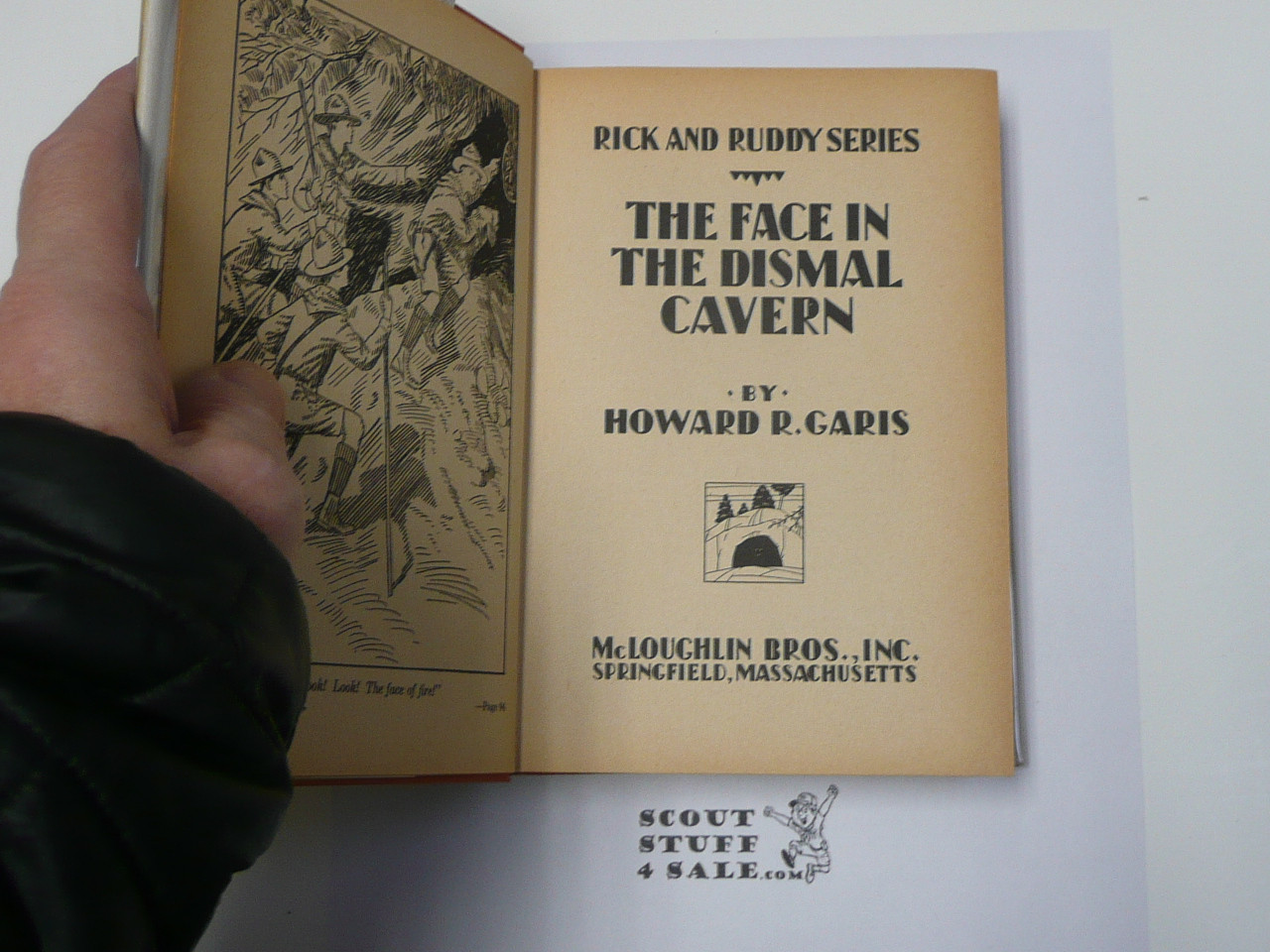 The Face in the Dismal Cavern, by Howard R. Garis, 1937 First Edition, Hardbound with dust jacket, Boy Scout Story Book