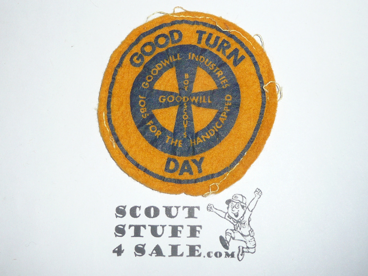 Goodwill Industries Boy Scout Good Turn Day Patch, Gold Felt, lite use