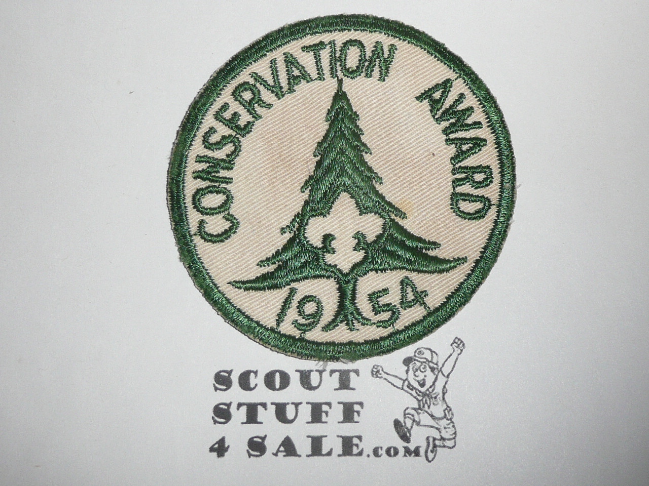 1954 Conservation Award Patch, Generic BSA issue, white twill, green c/e