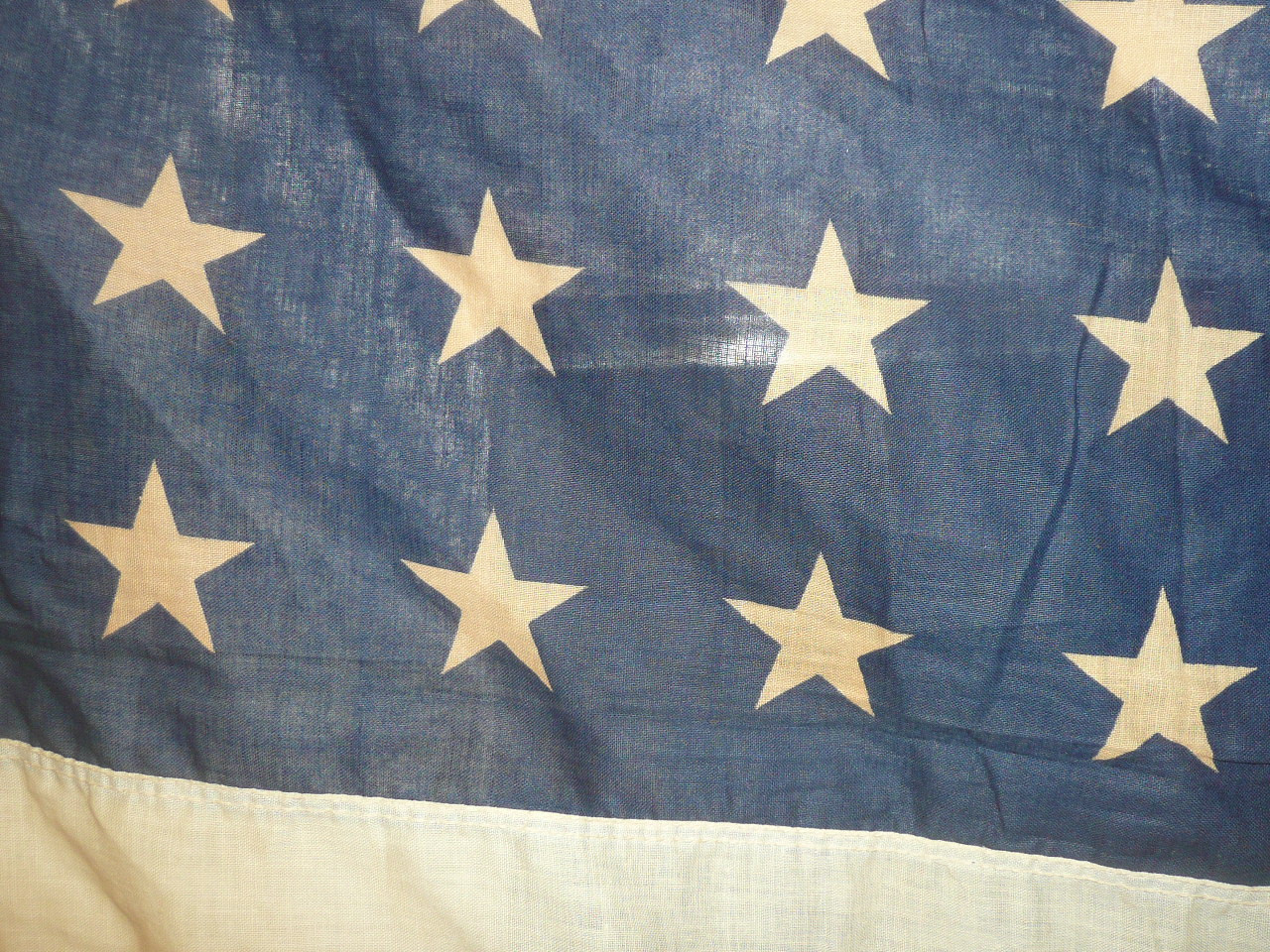 Original 48 star United States Flag, sewn stripes and dyed stars, Linen material, 3' x 5', some discoloration, FLG3