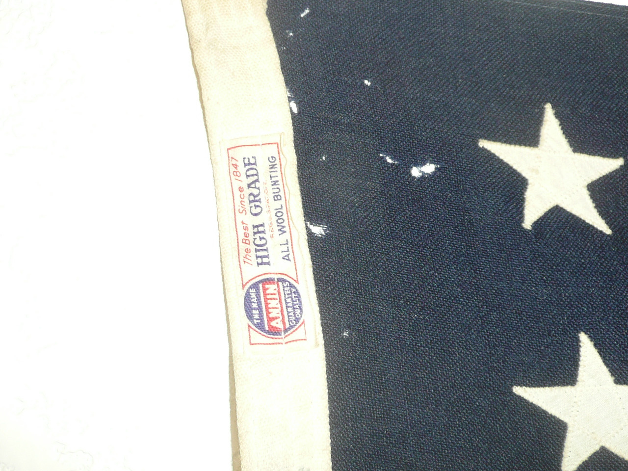 Original 48 star United States Flag, sewn stripes and stars, Linen material, some small holes, 3' x 5', FLG5