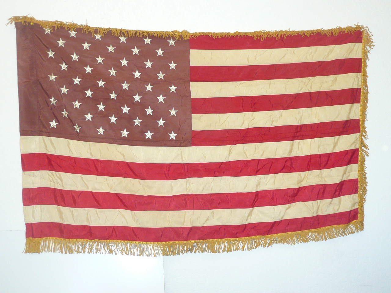 Original 50 star United States Flag, sewn stripes and embroidered stars with bunting, 3'x5', FLG9