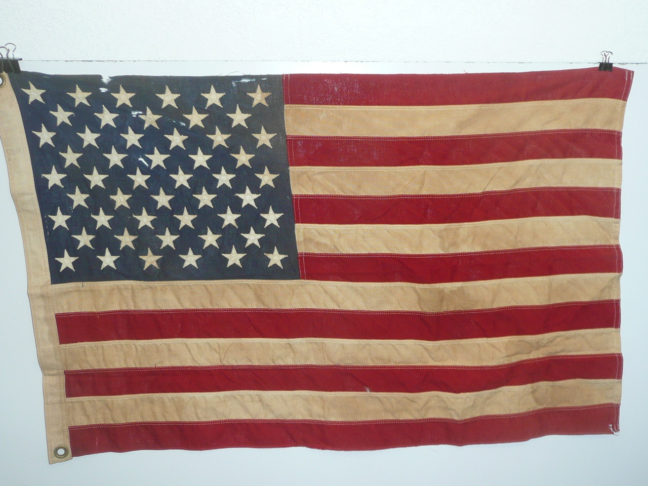 Original 50 star United States Flag, sewn stripes and stars, 2'x3', Some wear, FLG12