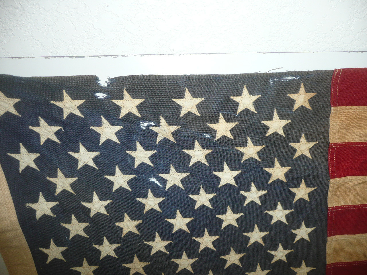 Original 50 star United States Flag, sewn stripes and stars, 2'x3', Some wear, FLG12