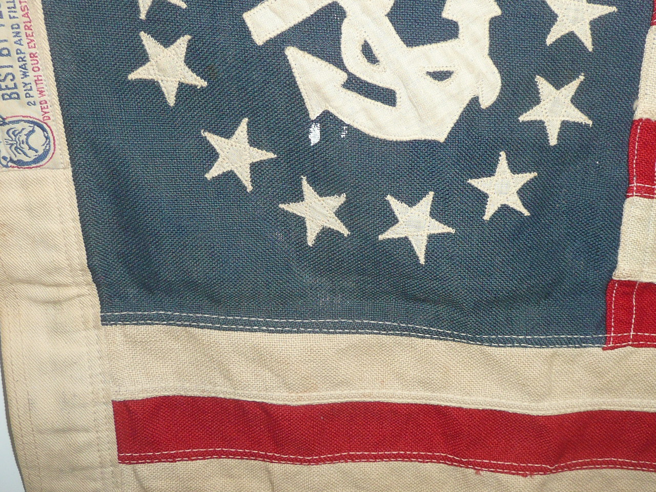 Historical United States Flag, sewn stripes and stars, Linen Material, 16"'x24", FLG19