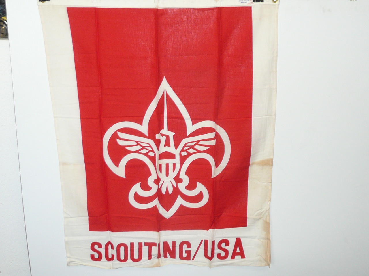 1970's SCOUTING / USA Flag - Banner, 28" x 35", soiled at side