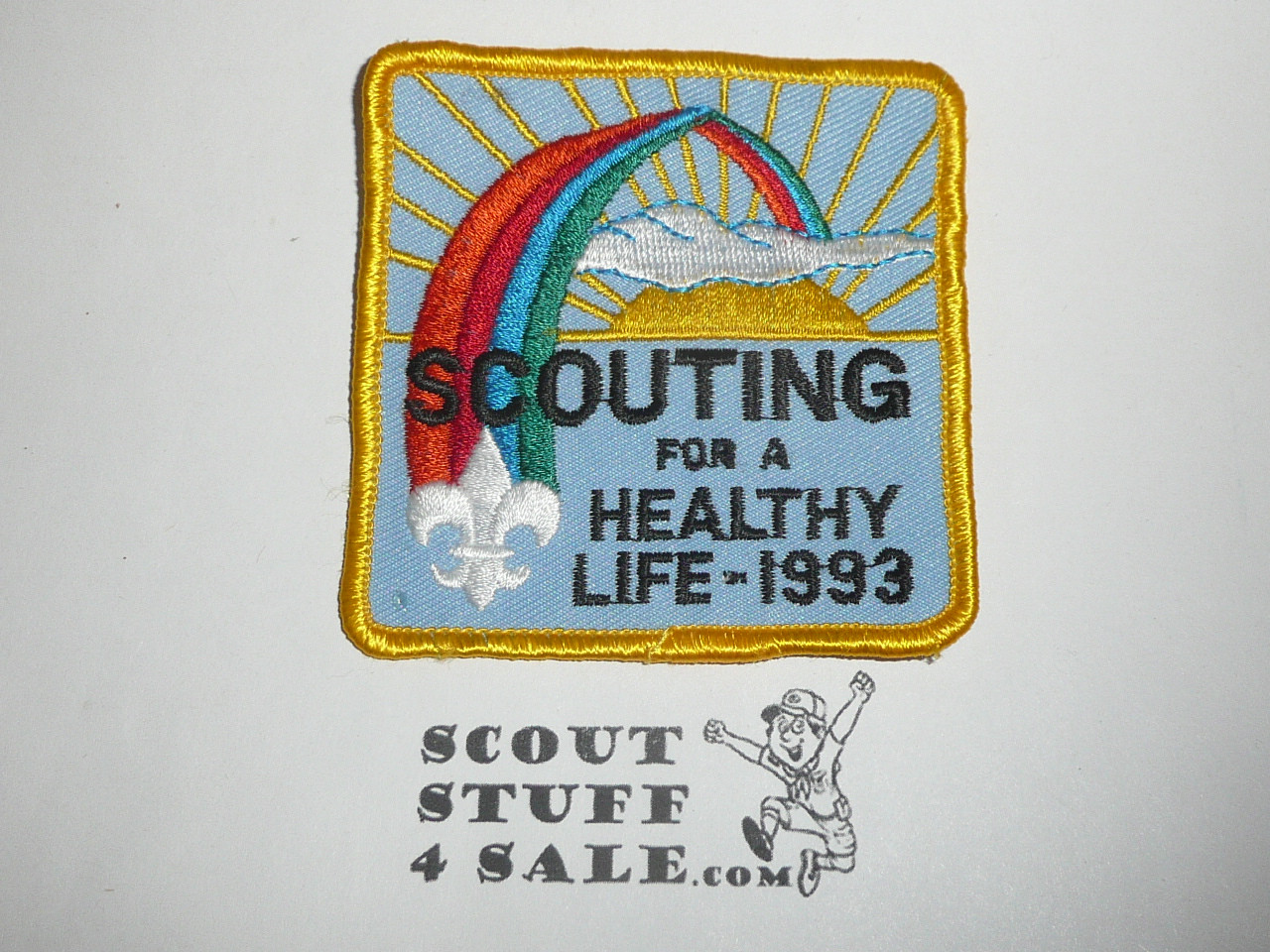 Scouting for a Healthy Life, BSA Theme Patch, 1993, yellow bdr