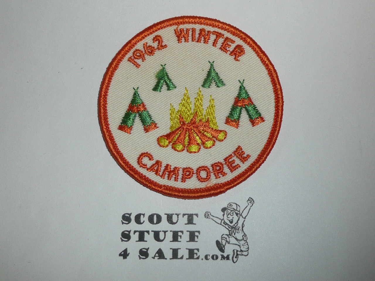 1962 Winter Camporee Patch, Generic BSA issue, wht twill, orange r/e bdr