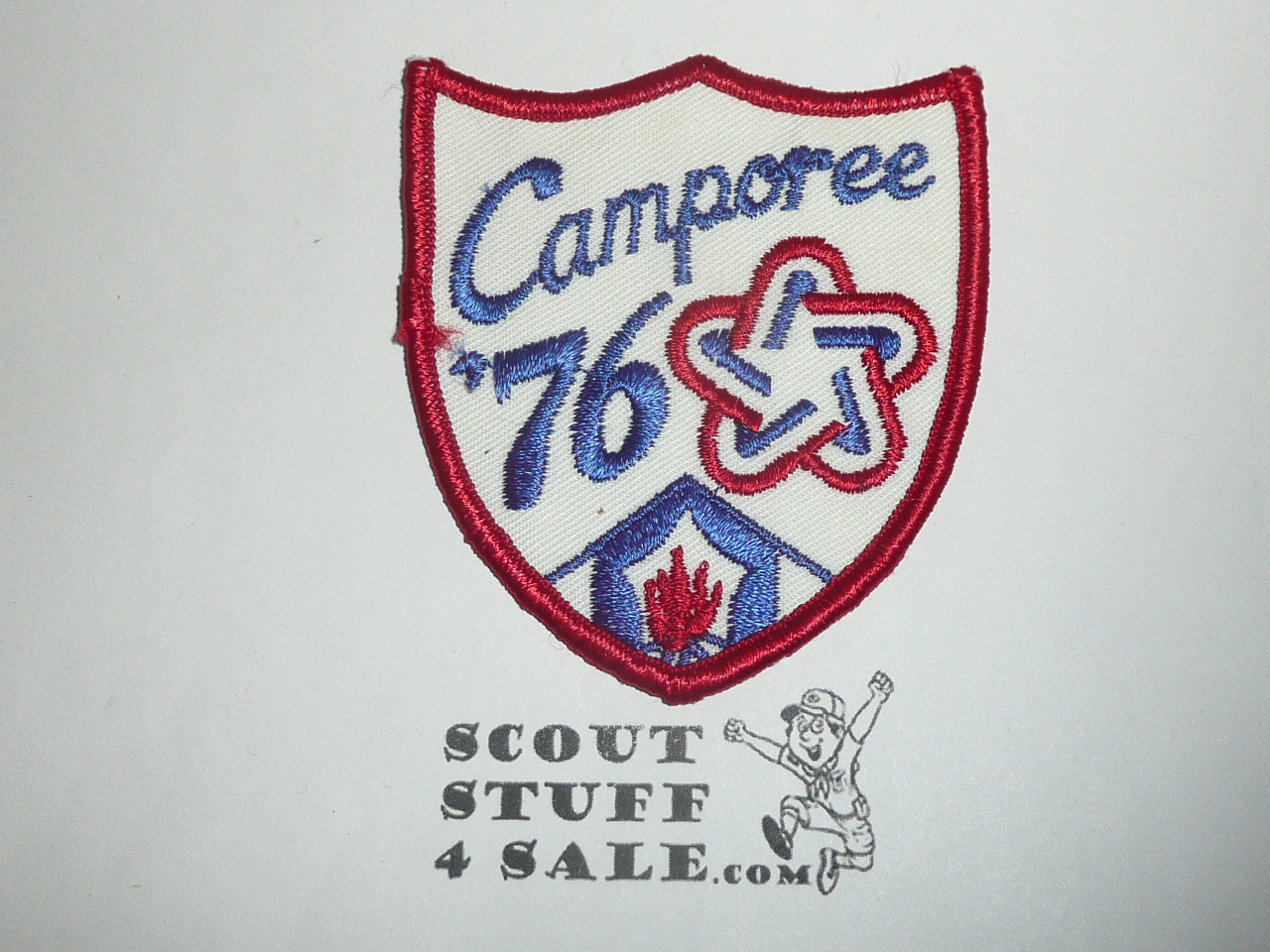 1976 Camporee Patch, Generic BSA issue, white twill, red r/e bdr