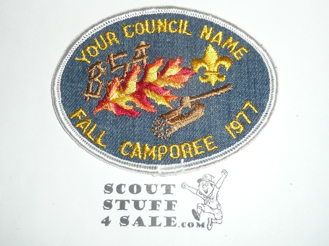 Your Council Name Sample Patch, 1977 Fall Camporee, denim