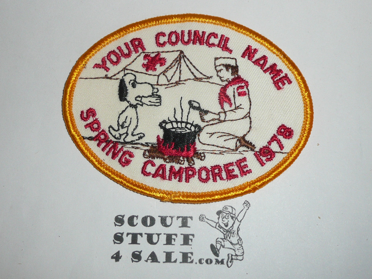 Your Council Name Sample Patch, 1978 Spring Camporee, wht twill