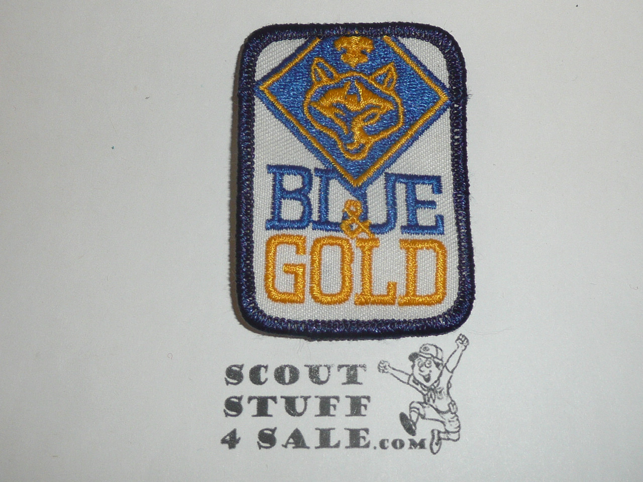 Blue & Gold Dinner Patch, Generic BSA Cub Scout Patch, white twill with navy bdr