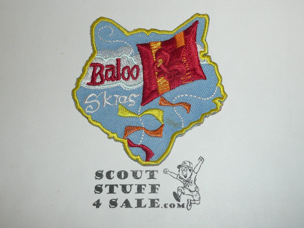 Baloo Skies Patch, Generic BSA Cub Scout Patch, cut out cub