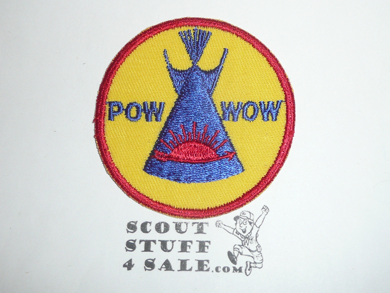 Cub Pow Wow Patch, Generic BSA Cub Scout Patch, yellow twill with red c/e