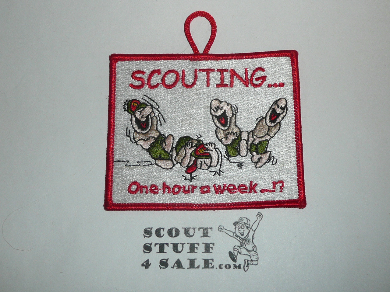 Scouting...One Hour a Week Patch, Generic BSA Patch, red bdr