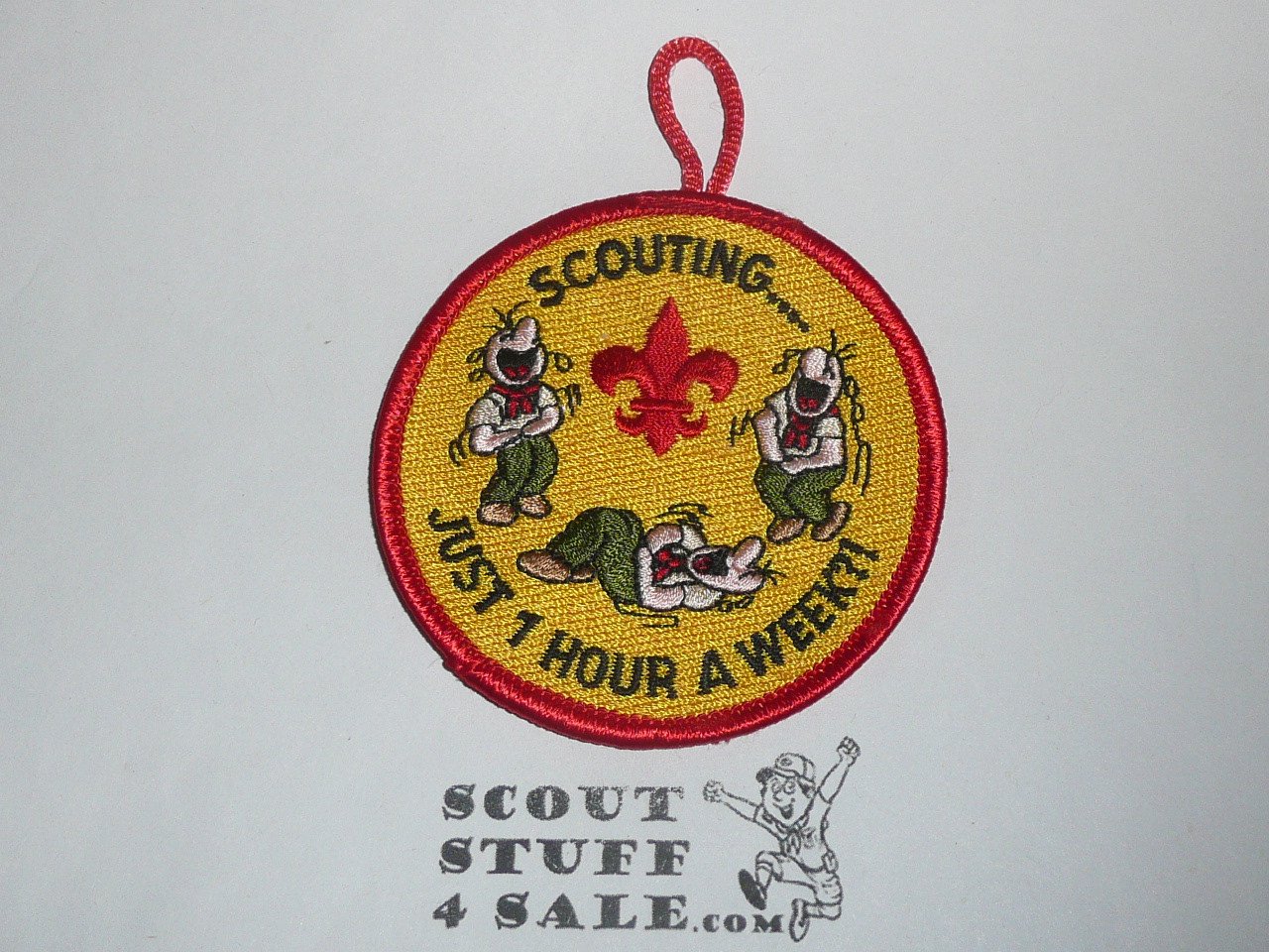 Scouting...One Hour a Week Patch, Generic BSA Patch, red bdr, round