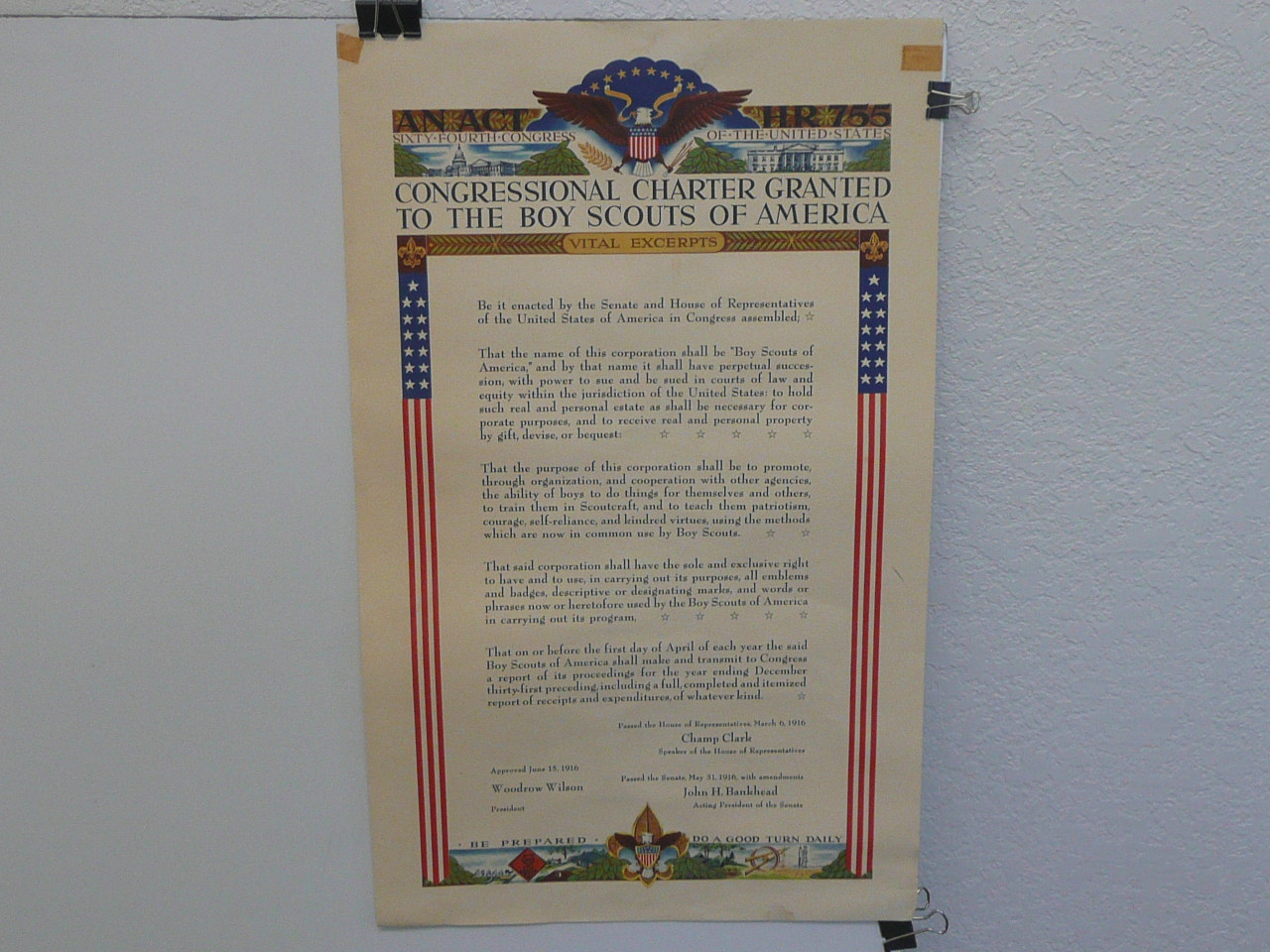 Congressional Charter Granted to the Boy Scouts of America Poster, 12.5" x 20", #P43