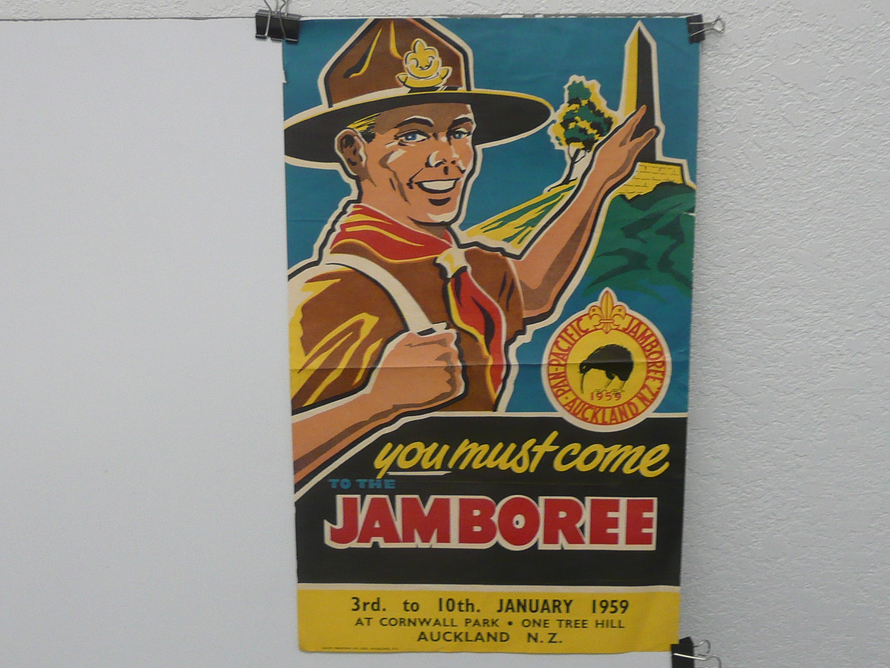 1959 Pan Pacific Jamboree Poster, 12.5" x 20", #P44, New Zealand