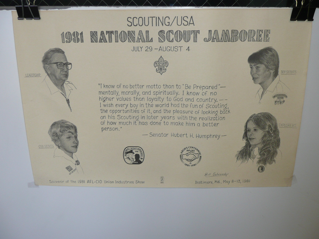 1981 National Jamboree AFL-CIO Small Poster, 11" x 17", #P65