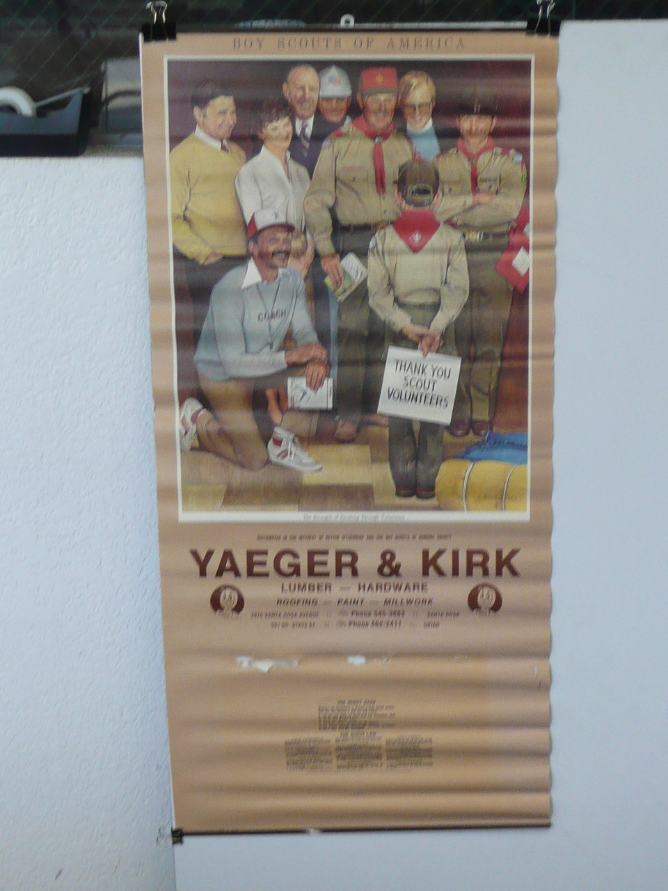 1983 Boy Scout Wall Calendar, Full Size, The Strength Of Scouting Through Volunteers by Joseph Csatari, 16" x 34", no Calendar pages, #P86