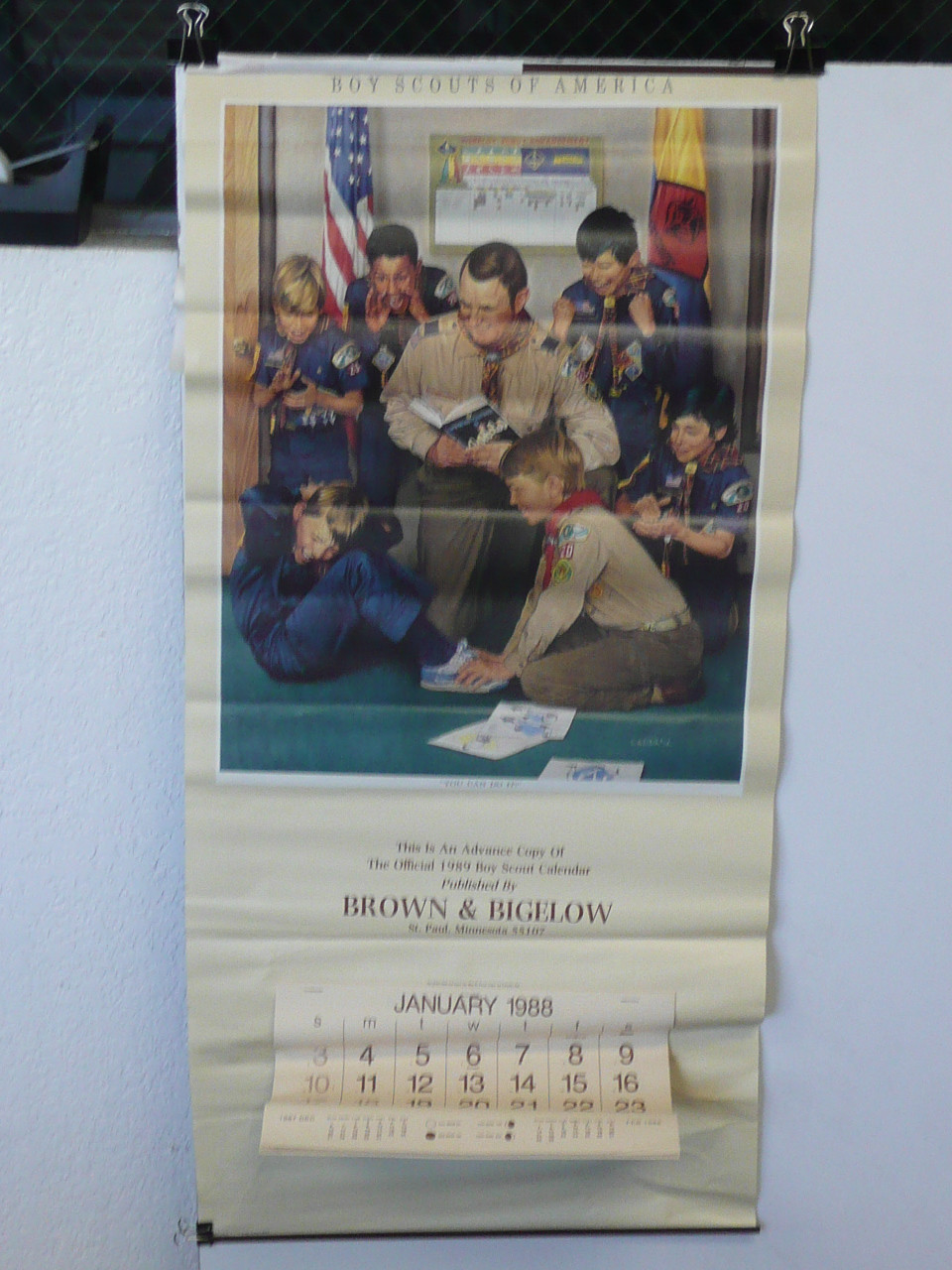 1988 Boy Scout Wall Calendar, Full Size, You Can Do It By Joseph Csatari, 16" x 34", Complete, #P95