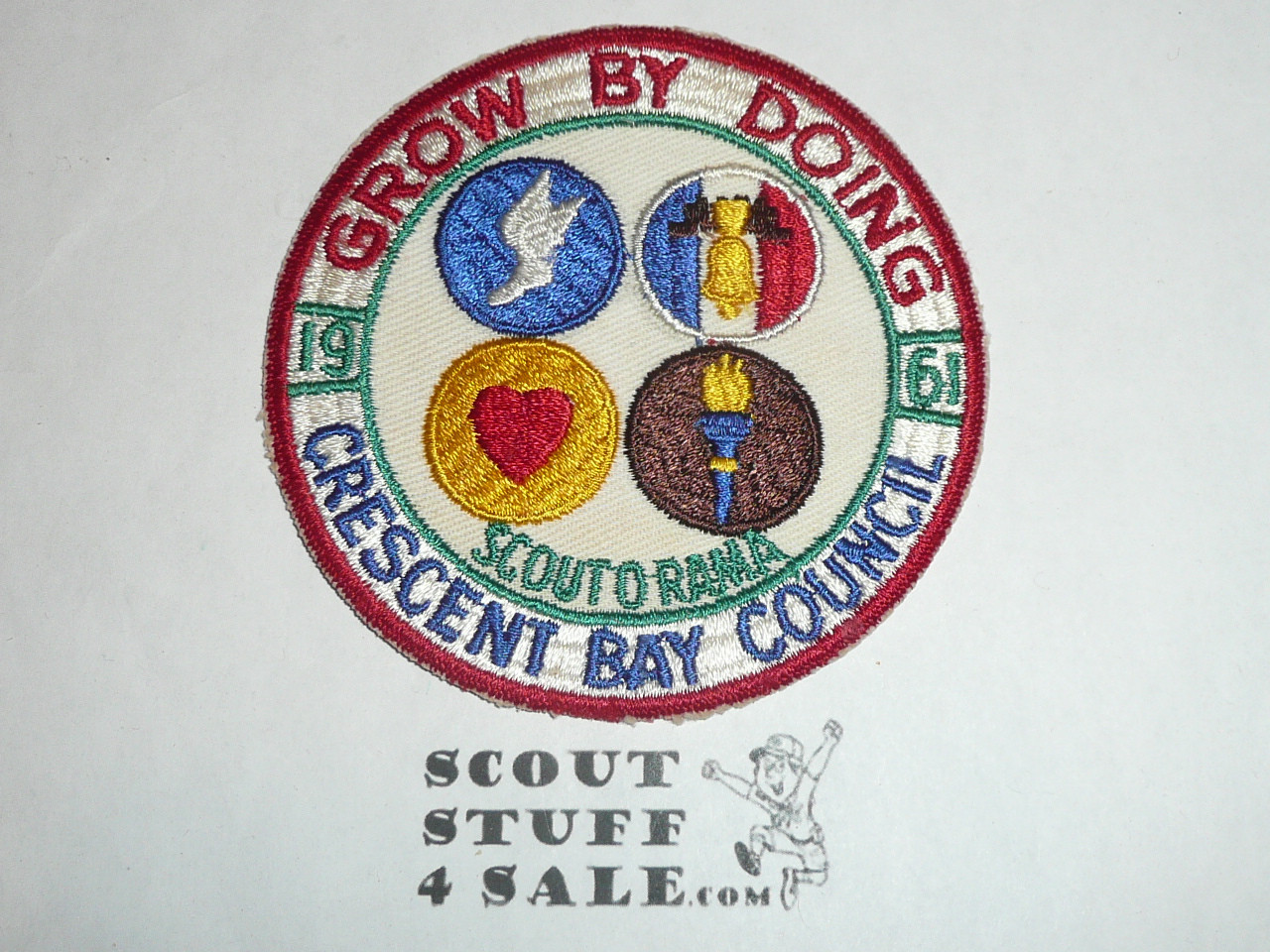 Crescent Bay Area Council, 1961 Scout-o-rama Patch, lite use