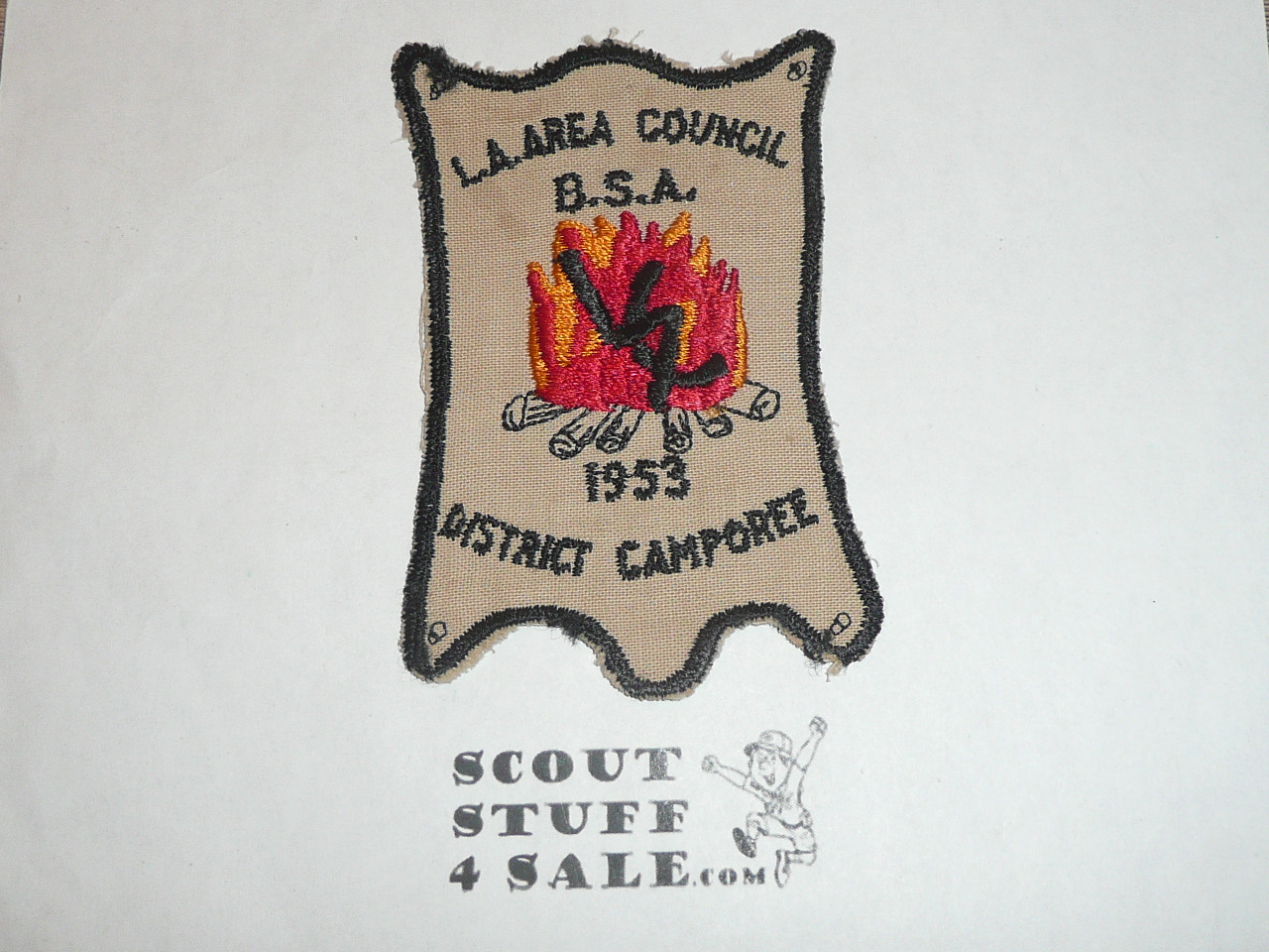 Camporee twill Patch, Los Angeles Area Council, 1953, sewn