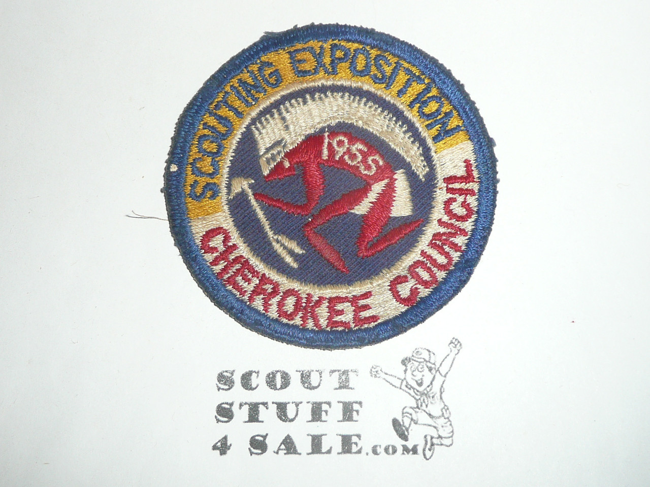 Cherokee Council Scouting Exposition Patch, 1955, Box soiled