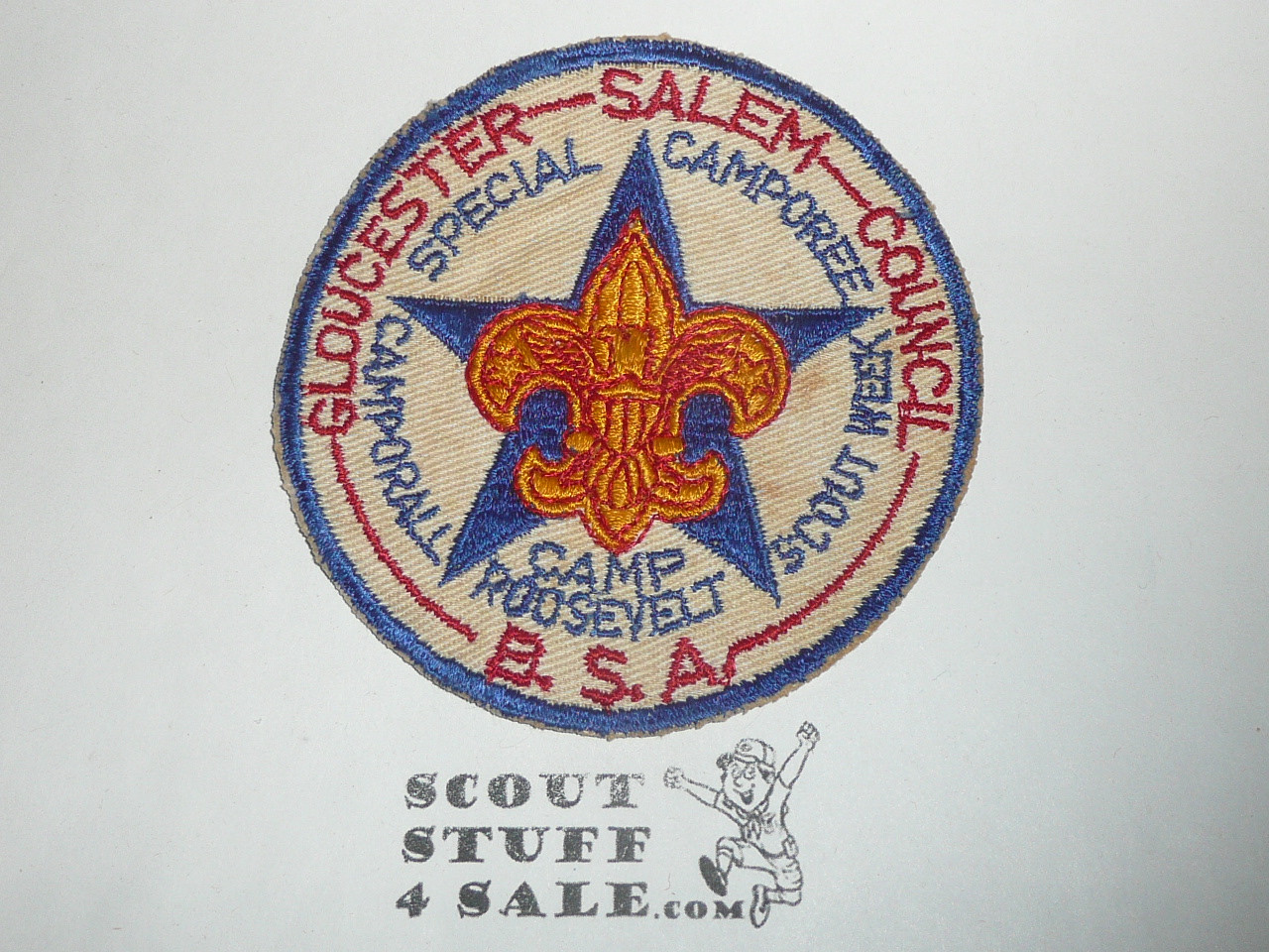 Gloucester Salem Council Camporee Patch, Camp Roosevelt, 1950's, lite use