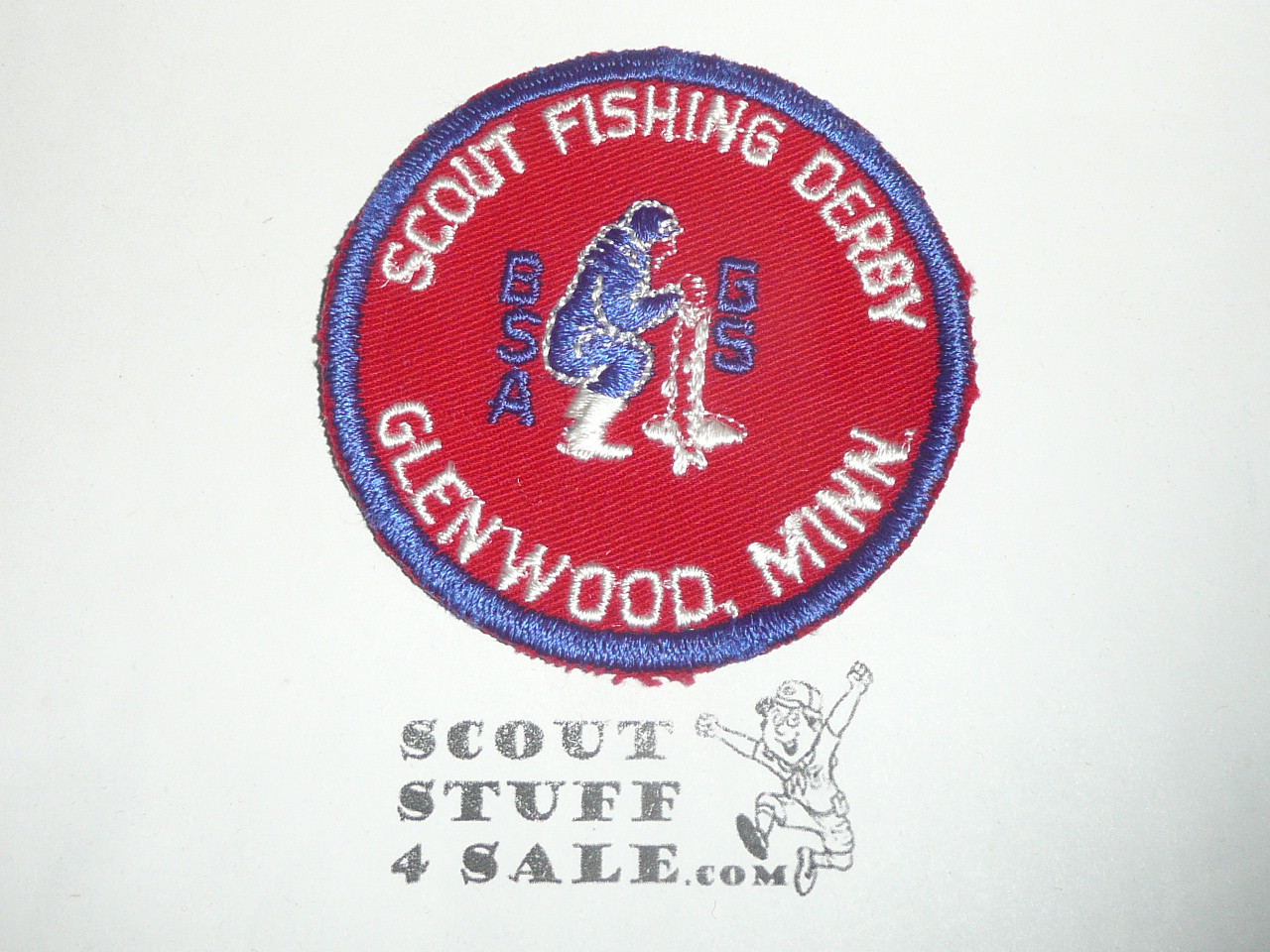 Scout Fishing Derby Patch, Glenwood Minnesota, red twill
