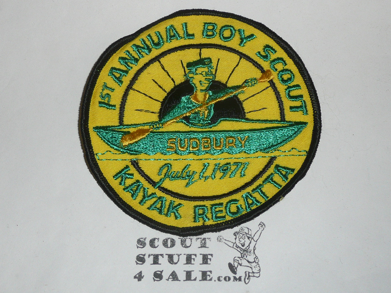 Sudsbury 1st Annual Boy Scout Kayak Regatta Patch, 1971