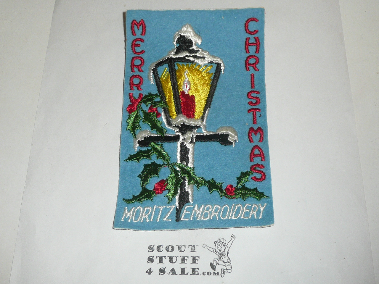 Moritz Embroidery Company Merry Christmas Promotional Felt Patch, lamp post