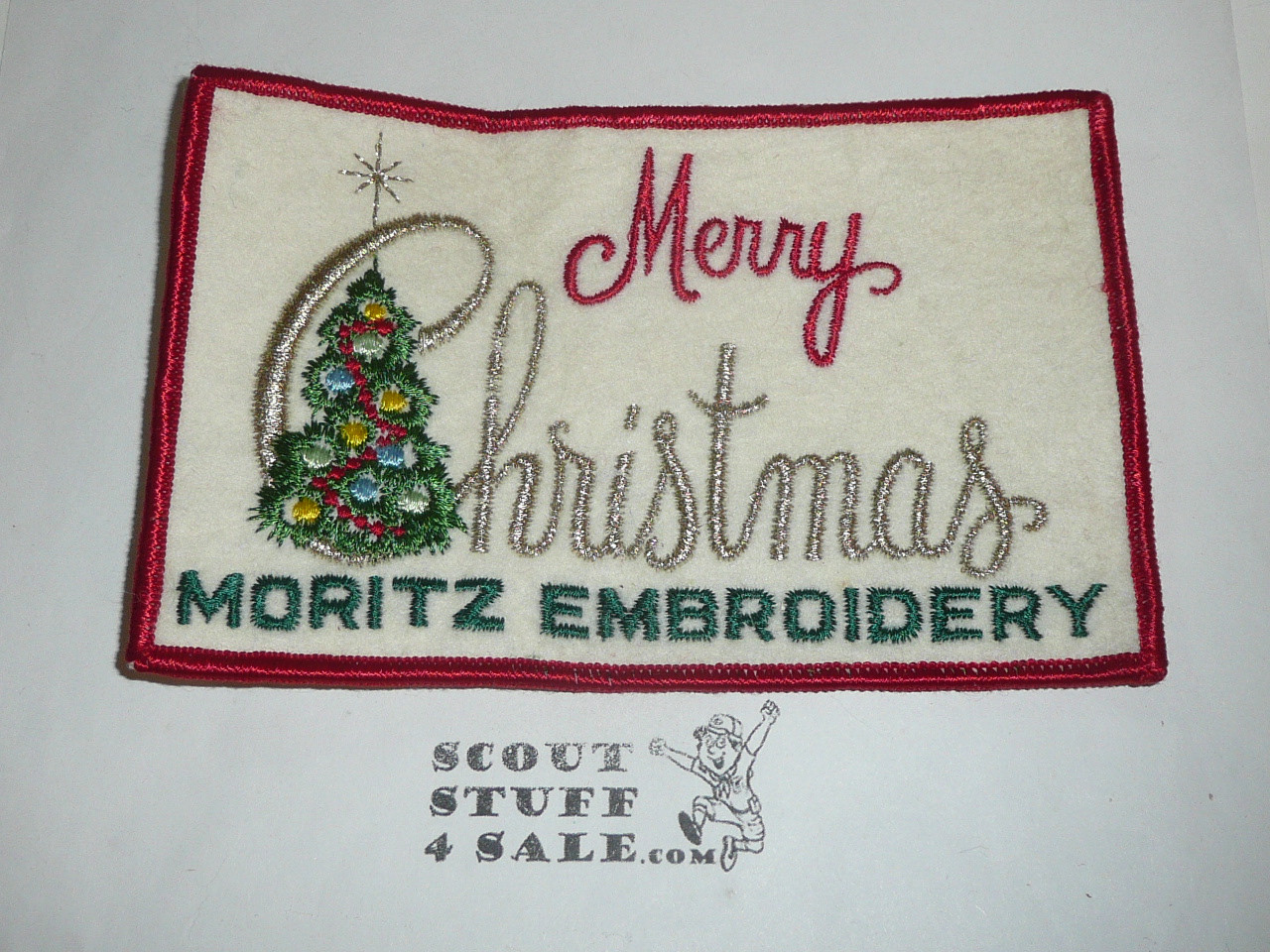 Moritz Embroidery Company Merry Christmas Promotional Felt Patch, Christmas Tree