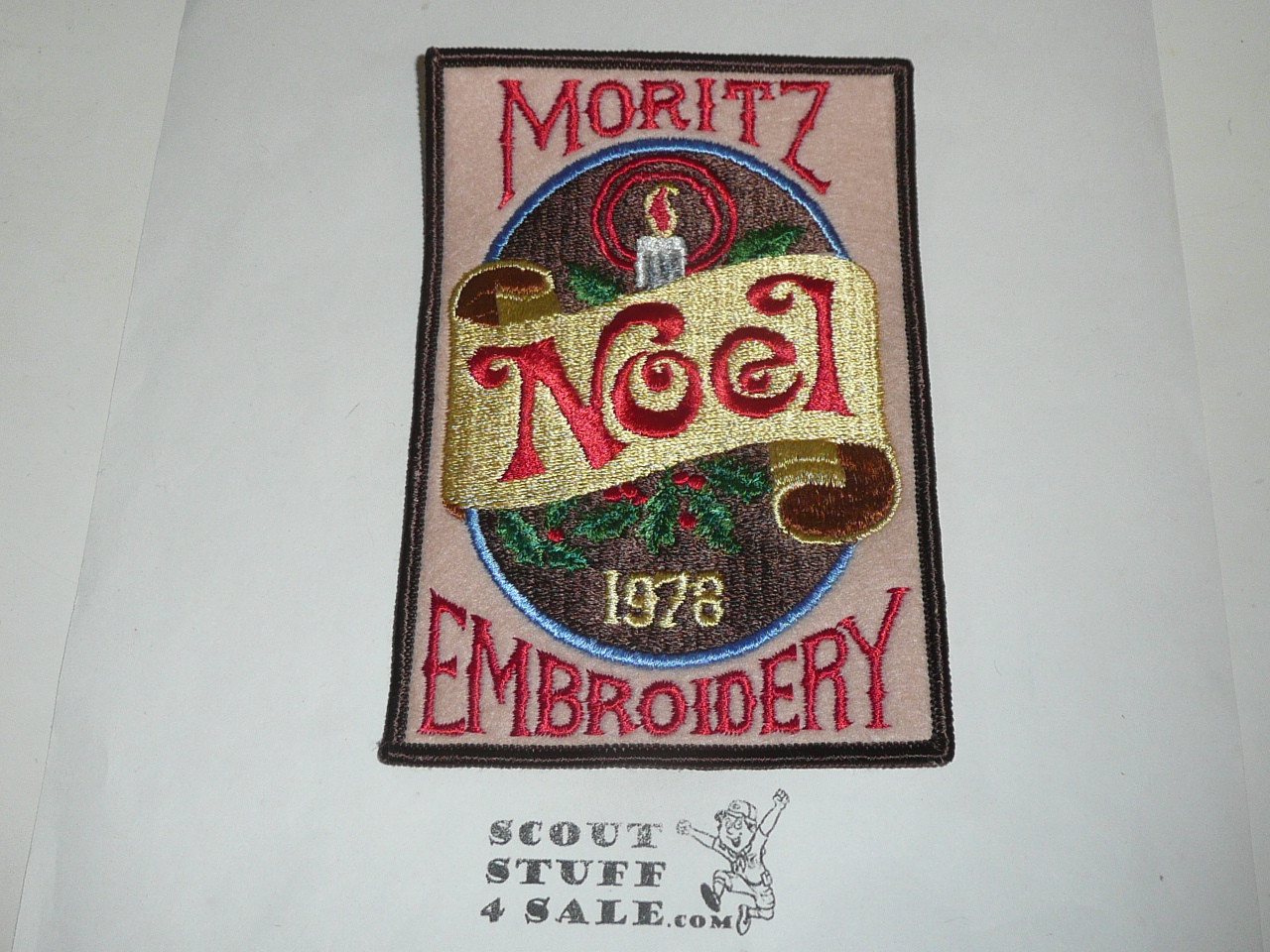 Moritz Embroidery Company Merry Christmas Promotional Felt Patch,  1978