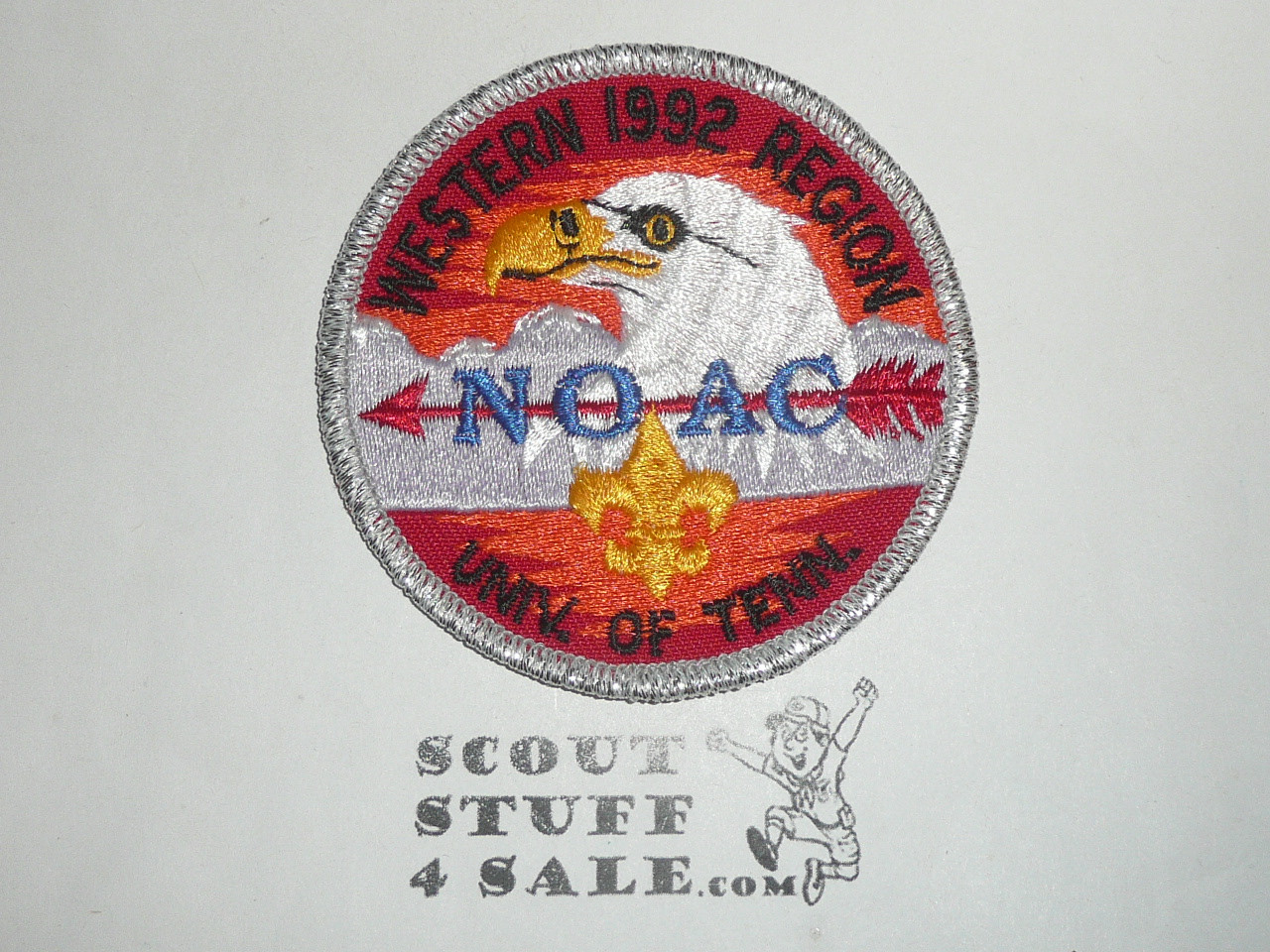 National Order of the Arrow Conference (NOAC), 1992 Western Region Patch, silver mylar bdr