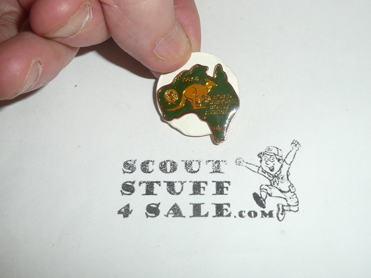 1987-1988 Boy Scout World Jamboree Pin, Australia Map, green