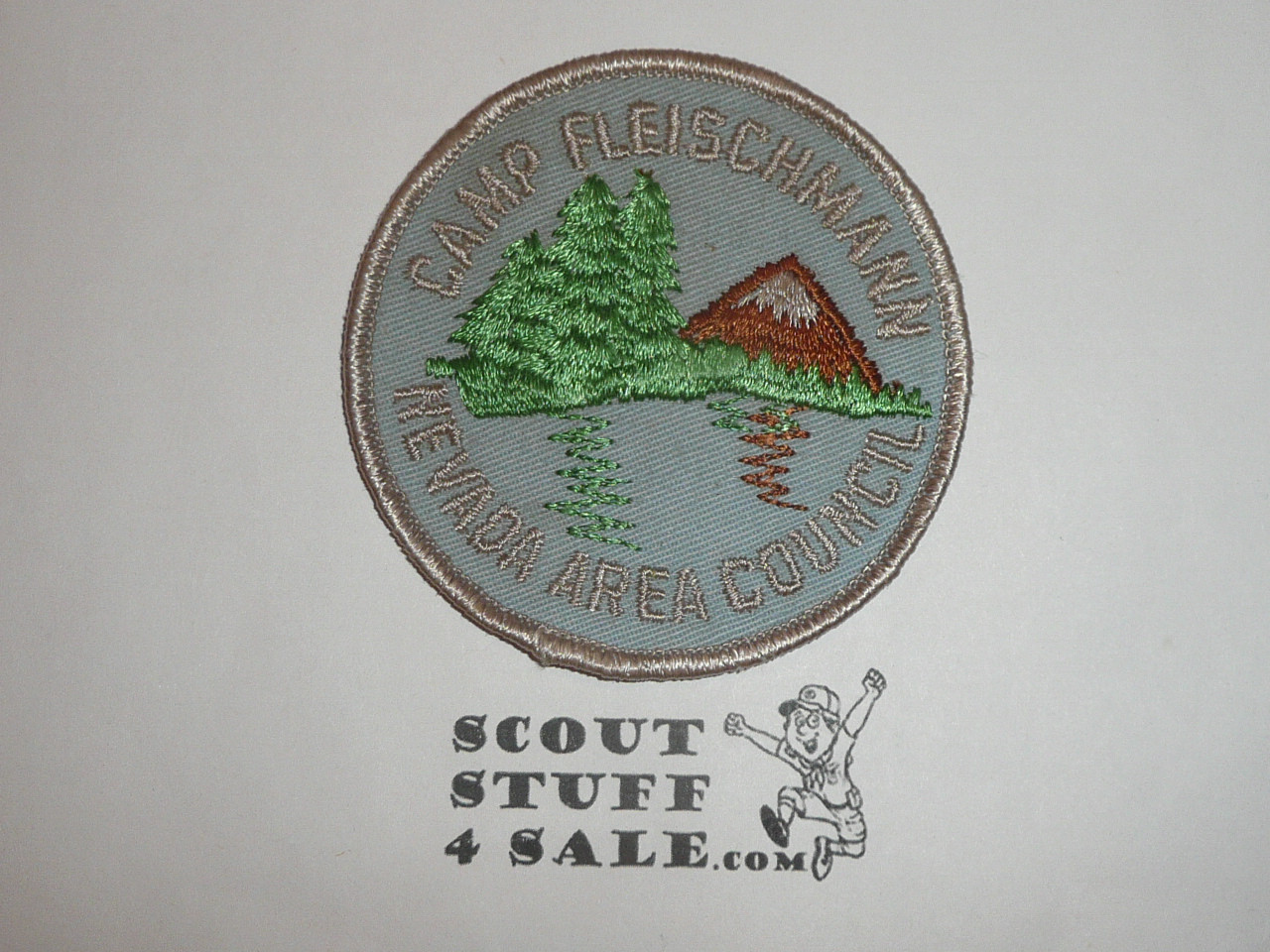 Camp Fleischmann Patch, Nevada Area Council, lt blue twill, gray r/e bdr