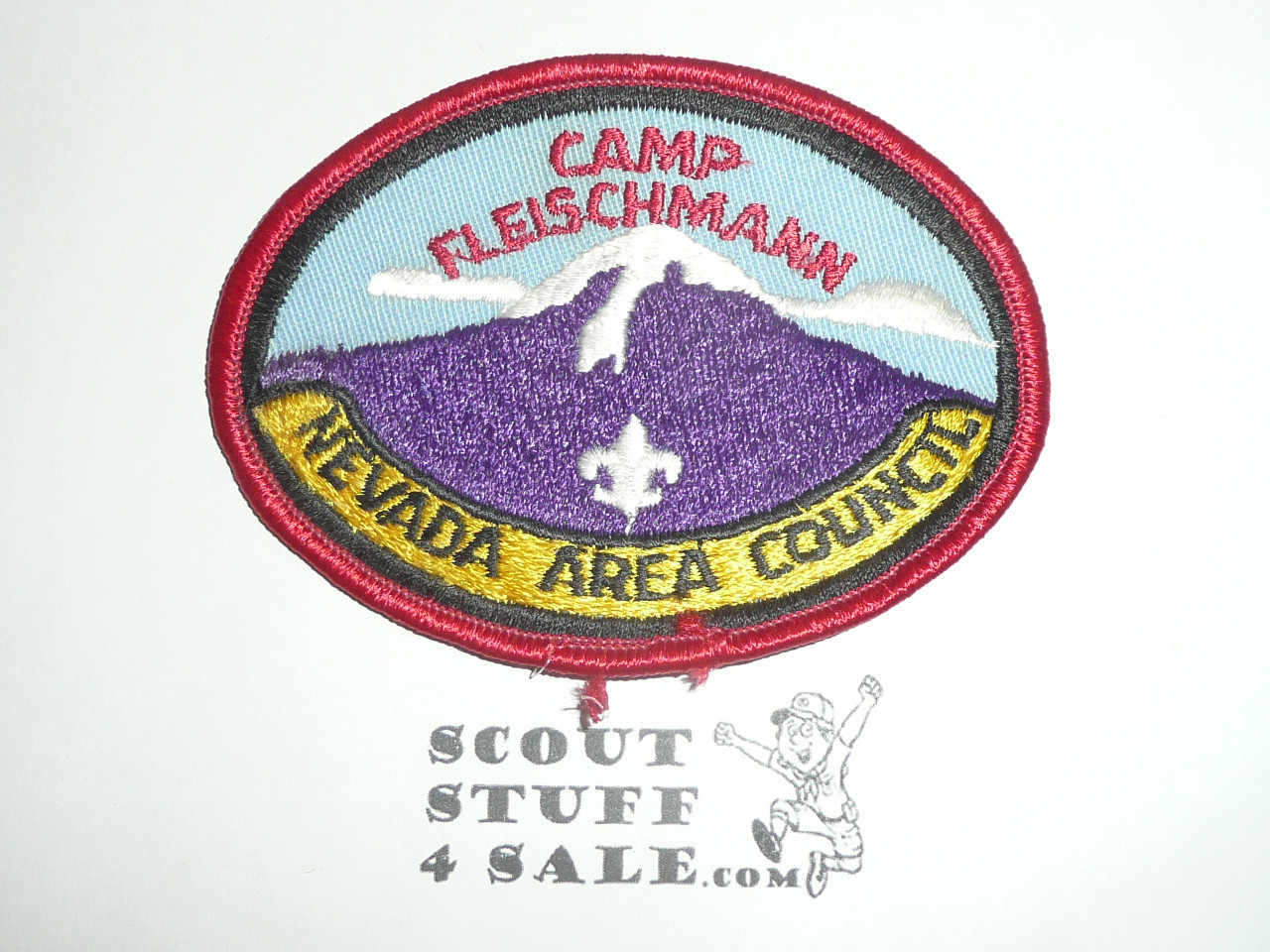 Camp Fleischmann Patch, Nevada Area Council, lt blue twill, red r/e bdr