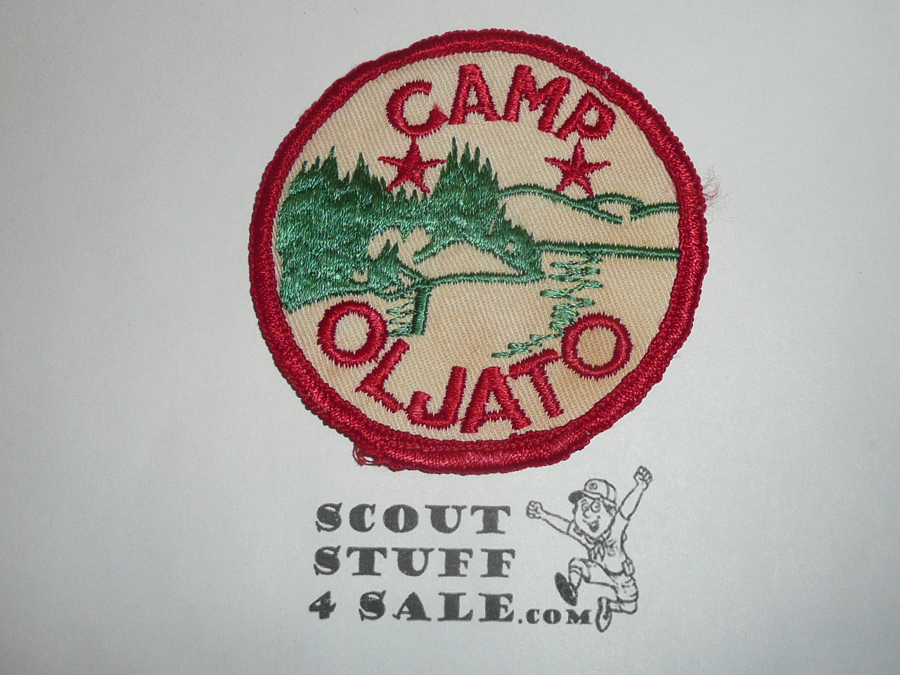 Camp Oljato Patch, Stanford Area Council, white twill with red r/e bdr